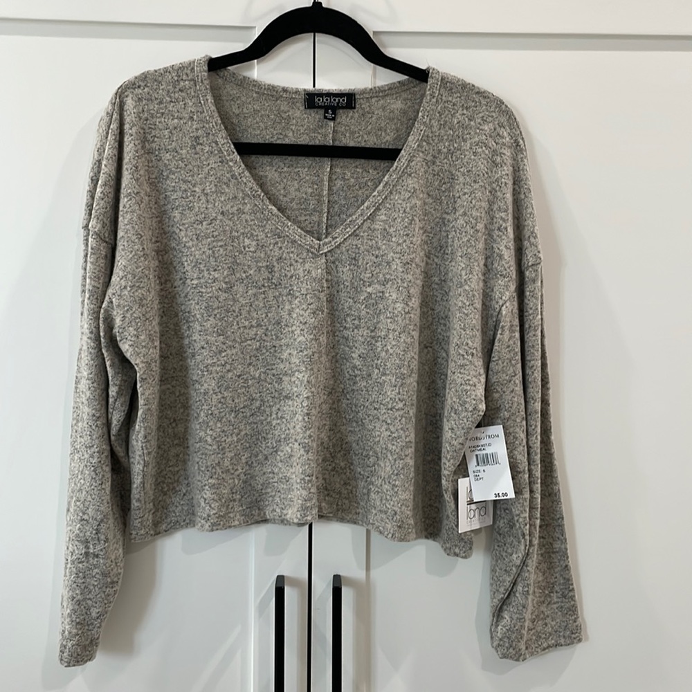 NWT. Womens super soft v-neck Color is Oatmeal. Size small.  Loose fit